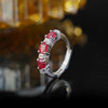 QUEENA.Z 2026 New Designer Series Women's Light Luxury Burmese Ruby Ring HK650424903