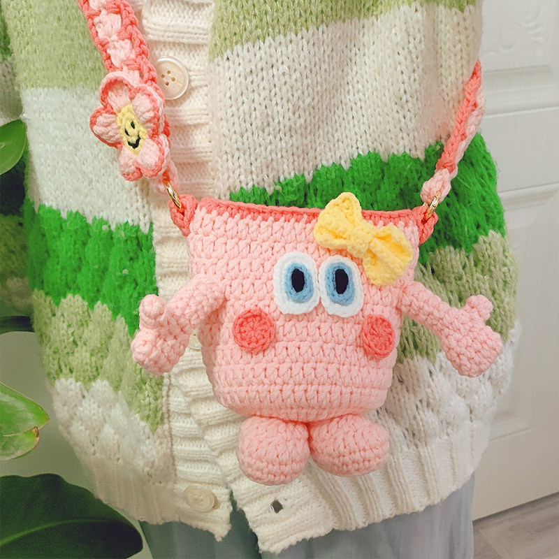 DIY手工编织包包水杯套斜跨手提包毛线手机包零钱包口红可爱小包,淘宝优惠券,粉丝福利购,淘宝优惠卷