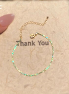 薄荷曼波绿色锆石手链森系夏天精致高级感百搭小众设计感叠戴手饰