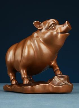 紫铜生肖猪摆工艺品设客厅摆件家居装饰设品家居摆铜紫铜生肖饰品