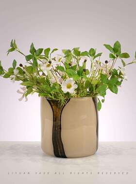 创意纯现代约手工原艺色琉璃玻璃花瓶样板房客厅家居CH230406摆件