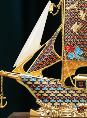 一帆风顺帆船摆件招财客厅老板办公室桌面酒柜装饰高档开业礼物