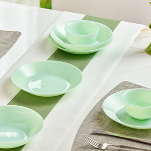 康宁晶玉餐具绿玉家用食品级耐高温玻璃碗碟盘子轻奢高级餐具