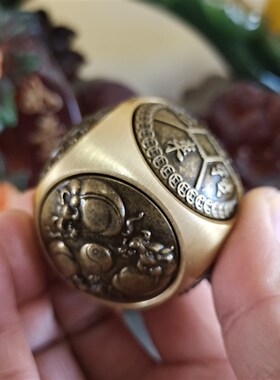 纯黄铜六面转转钱手把件时来运转办公工作解压玩球八方来财