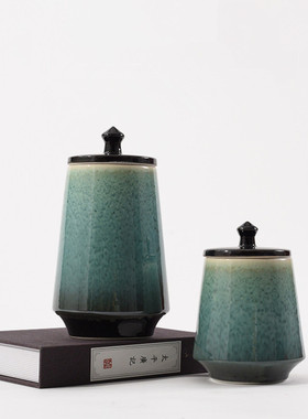 新中式陶瓷储物罐摆件客厅酒柜书酒店玄关创意软装饰品样板房摆设