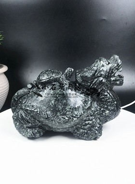 天然独山玉龙龟摆件玉石龟子母龟家居客厅简约桌面长辈送礼工艺品