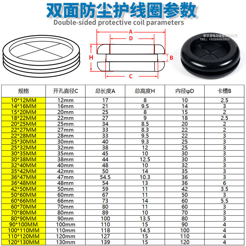 Environmentally friendly cross black double-sided protective coil chassis power distribution cabinet outlet loop over coil rubber ring seal waterproof