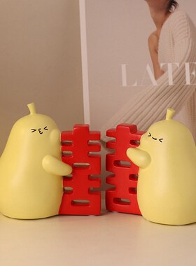 喜字可爱抱抱梨摆件家居装饰品客厅桌面送闺蜜新人新婚结婚礼物