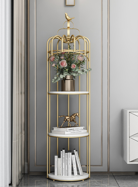 热销北欧铁艺鸟笼花架室内阳台客厅落地式多层置物架子轻奢装饰品