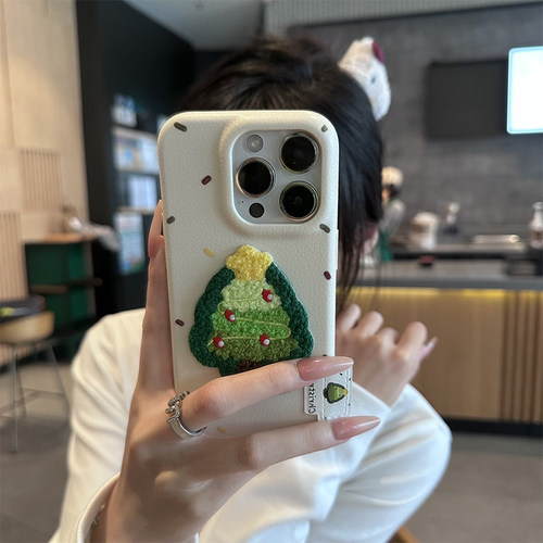 刺绣圣诞树标签新款适用苹果17Pro手机壳iPhone16max小米15华为mate80pura70k80nova14荣耀400x300oppofindx8 - 图1