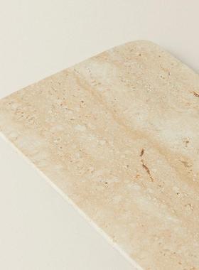 侘寂风黄洞石大理石装饰香水香薰斜坡托盘拍摄摆件桌面饰品置物盘