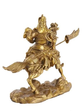 纯铜关公像铜像摆件武财神爷关羽关二爷横刀骑马关公店铺开业送礼