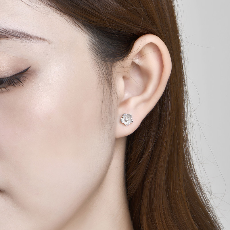 中国黄金桃花耳钉银耳钉S925银耳钉花朵耳钉纯银耳钉送女友礼物,淘宝优惠券,粉丝福利购,淘宝优惠卷