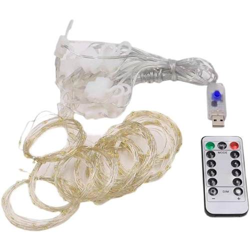 直销新款led圣诞节遥控合金铜线窗帘灯闪灯串灯满天星卧室直播房 - 图3