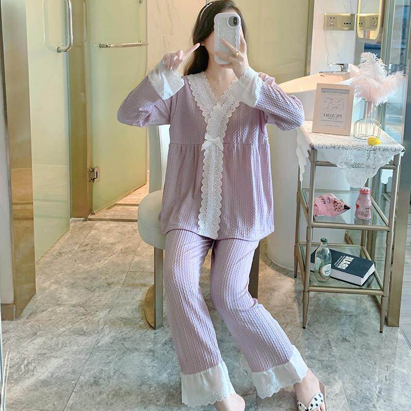 夏季月子服薄款纯棉家居服产妇产后哺乳期紫色孕妇睡衣莫代尔女夏,淘宝优惠券,粉丝福利购,淘宝优惠卷