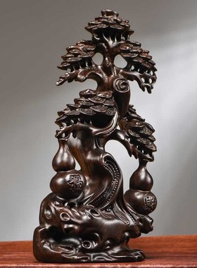 黑檀木雕摇钱树摆件实木福财树家居客厅店铺开业新居乔迁装饰礼品