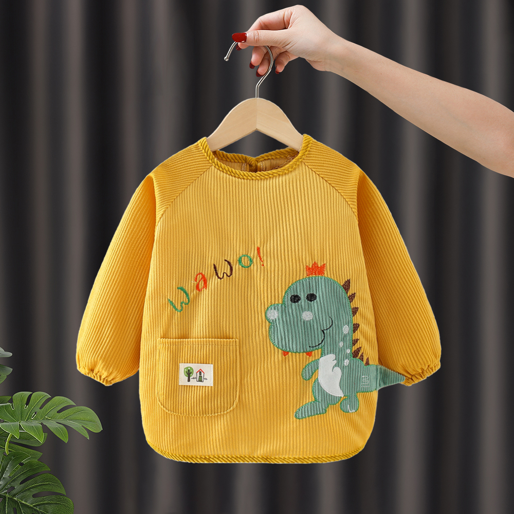 Cartoon cute corduroy waterproof and anti-dirty children's coveralls