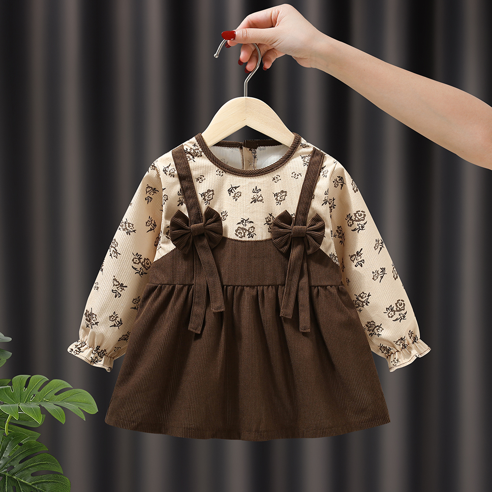 Princess-style corduroy waterproof and dirt-proof children's coveralls