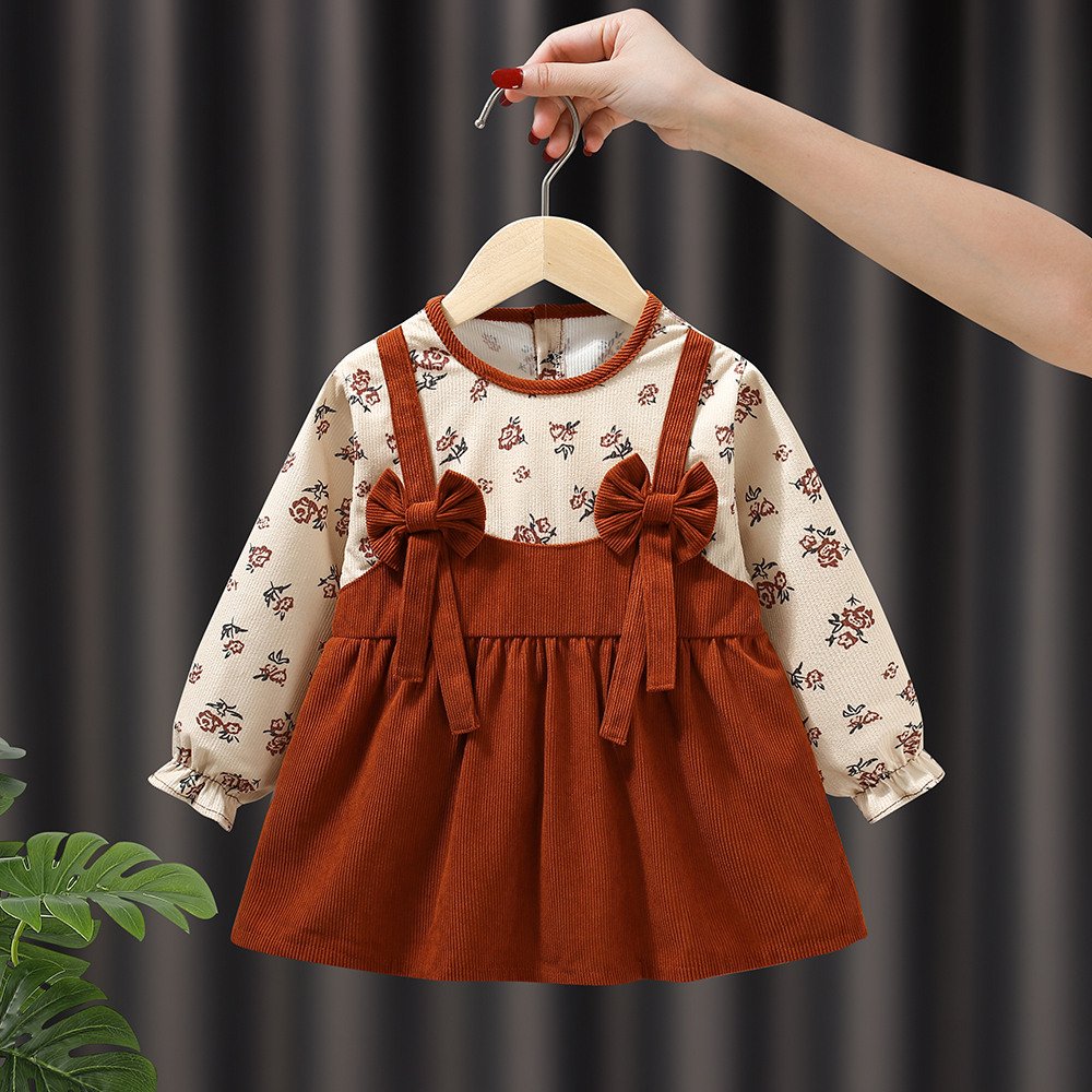 Princess-style corduroy waterproof and dirt-proof children's coveralls