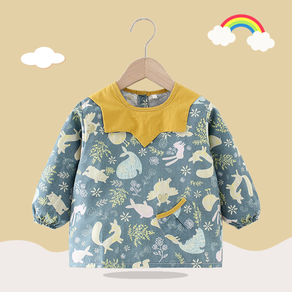 春秋纯棉宝宝罩衣儿童围裙防水防脏男女宝宝吃饭围兜婴幼儿反穿衣,淘宝优惠券,粉丝福利购,淘宝优惠卷