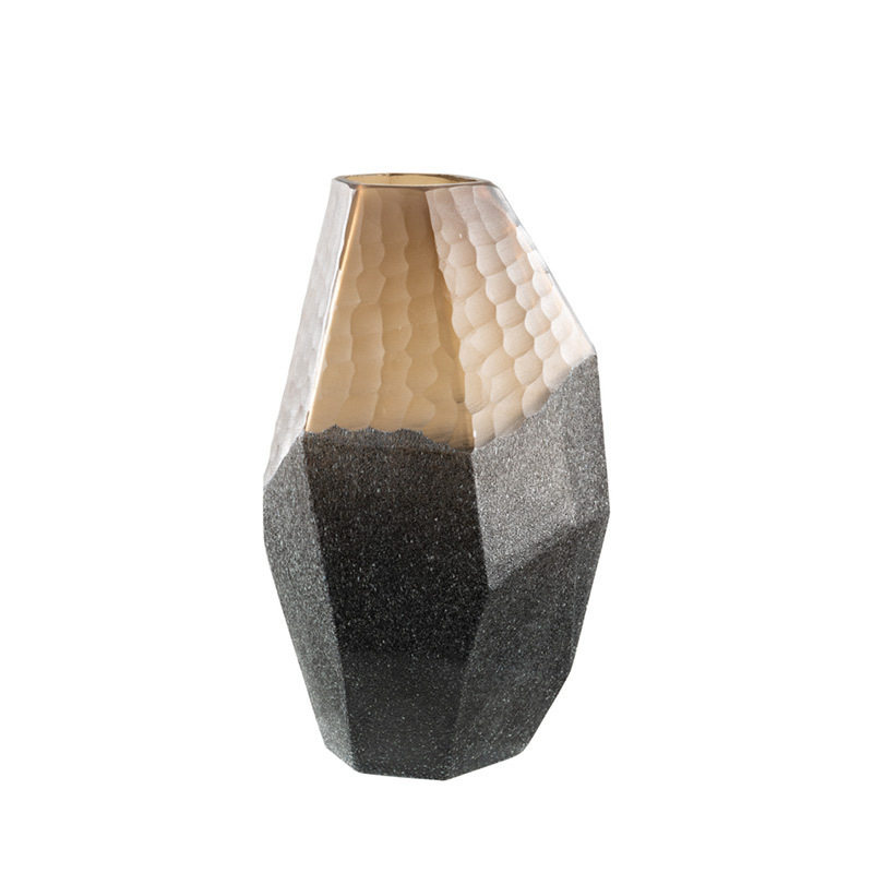 新款 欧式手工磨刻几何型拼接色玻璃花瓶摆件 家居办公装饰摆件,淘宝优惠券,粉丝福利购,淘宝优惠卷