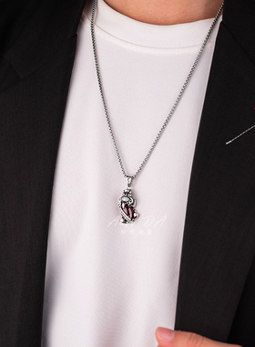 复古国风红石榴貔貅招财吊坠