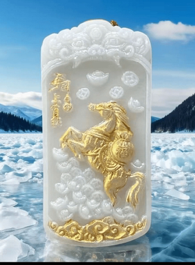 非金属仿水晶祥云马上有钱吊坠