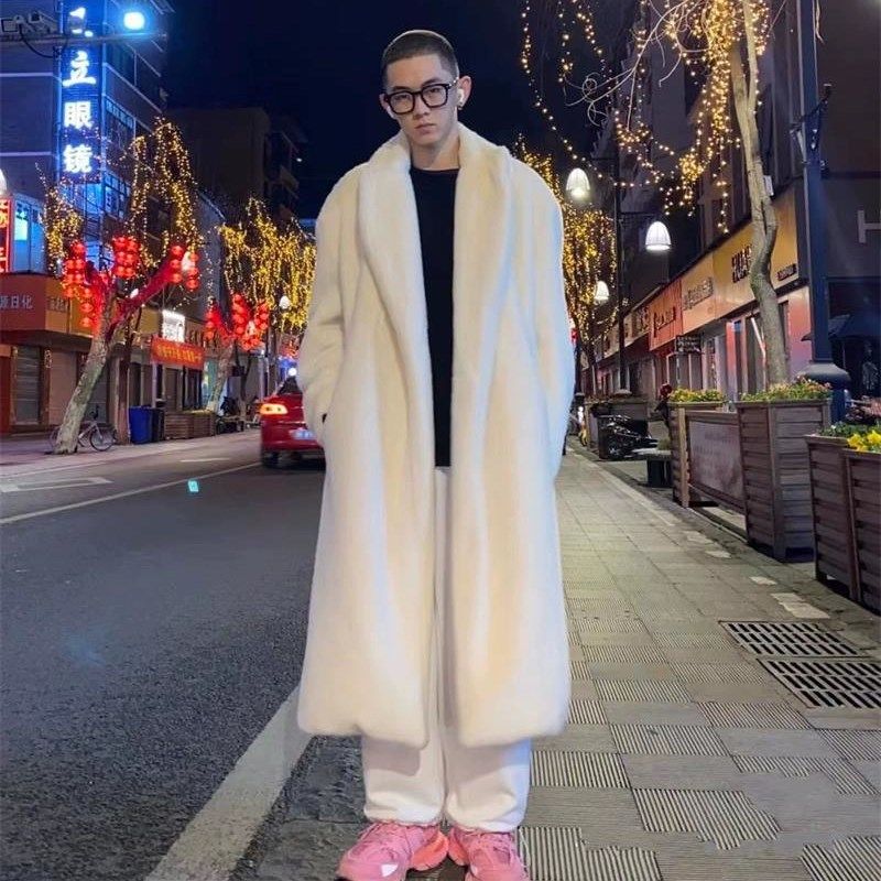 男秋冬大衣保暖皮衣环保仿皮草加棉绒大码宽松过膝毛绒外套风衣潮,淘宝优惠券,粉丝福利购,淘宝优惠卷