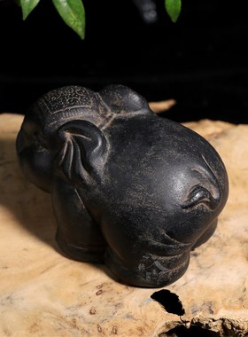 中式石雕大象摆件一对客厅招财办公桌摆放玄关酒柜吸水象工艺品