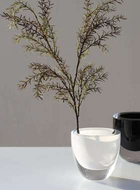 新款现代简BX69-3BK加厚瓶玻璃宽口平口碗状花色料黑白约盆花家居