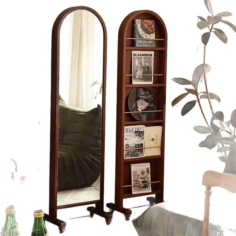 复古衣穿镜拱形穿衣试卧室橡胶木全身双镜面落地式杂志架客厅装饰,淘宝优惠券,粉丝福利购,淘宝优惠卷