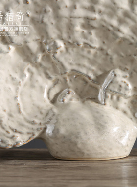 灵芝摆件工艺品中式客厅酒柜装饰样板间书房博古架创意陶瓷小摆设