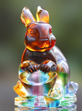 琉璃生肖兔子摆件居家客厅办公商铺前台桌面摆放装饰朋友节日送礼