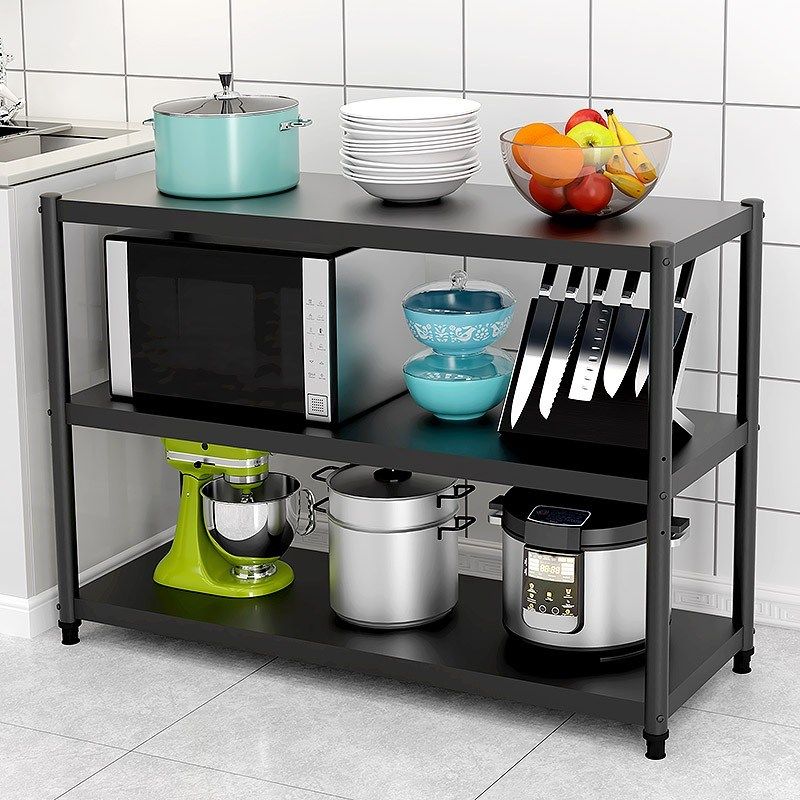 厨房置物架落地黑色碳钢夹缝整理货架二三四五层微波炉烤箱锅架子,淘宝优惠券,粉丝福利购,淘宝优惠卷