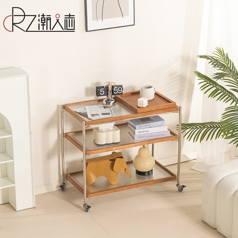 复中古边几客厅家用沙发侧边柜多层置物架可移动不锈钢小推车茶几,淘宝优惠券,粉丝福利购,淘宝优惠卷