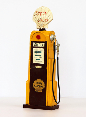 英伦铁皮做旧仿真加油机模型 老式D加油器模型 酒吧咖啡厅装饰摆