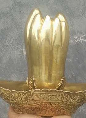 纯铜佛手铜捞钱手铜聚宝盆招财旺财居家饰品铜器简约桌面手工摆件