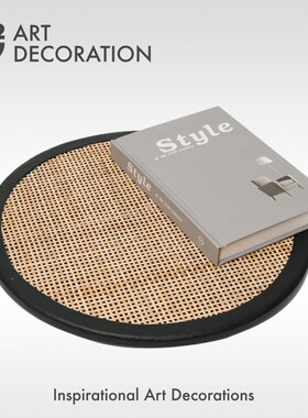 法式中古藤编首饰盒m桌面收纳筐托盘样板间别墅民宿卧室卫生间摆