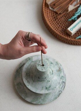 热销绿绮小众格调家居香道现代轻奢大理石香插首饰盘玄关装饰