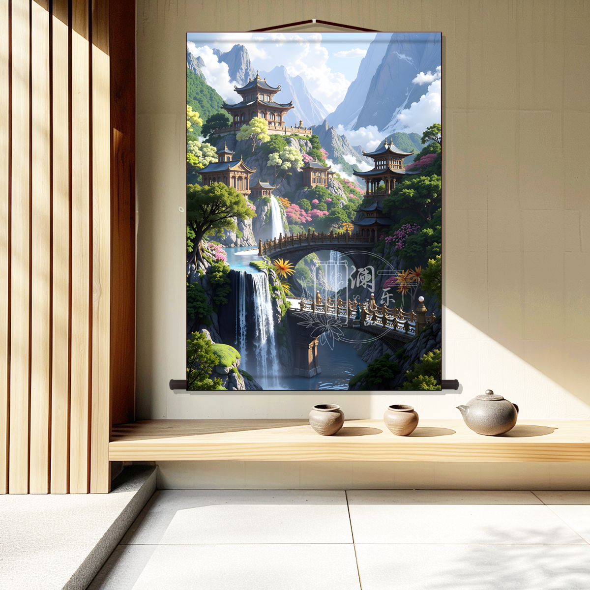 仙家堂口山水画堂单风景挂画东北暗堂无活物亭子沙发墙贴壁纸挂画,淘宝优惠券,粉丝福利购,淘宝优惠卷