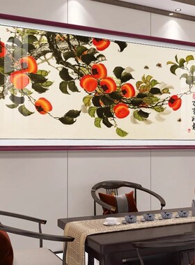 花开富贵客e厅挂画中式沙发背景墙装饰画餐厅牡丹花国画九鱼图壁