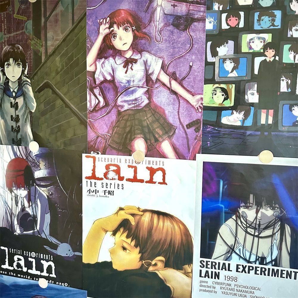 lain铃音海报日系墙贴学生复古宿舍房间卧室墙面装饰漫画贴纸背景,淘宝优惠券,粉丝福利购,淘宝优惠卷