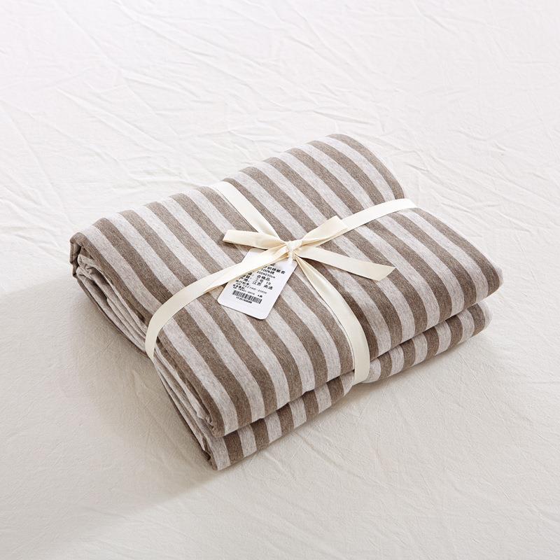 针织棉纯棉被套单件条纹针织棉被简约床单人被罩被单天竺棉双人全 - 图2