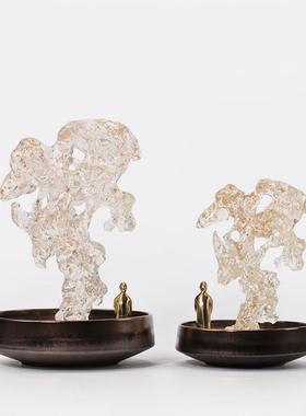 中式创意树脂新太湖石抽任象务摆件书房关玄售YH052楼处酒店前台