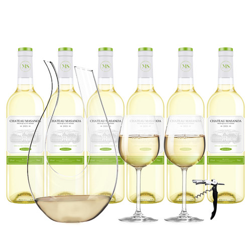 玛莎诺娅骑士古堡半甜型白葡萄酒12度750ml6支装整箱送U型酒具 - 图1