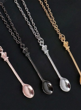 皇冠迷你茶勺古典皇家爱丽丝鼻烟项链批发女 勺子项链