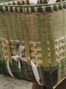 竹编背篓竹背篼双层背夹大人成人买菜摘花椒背沙土砖四川手工竹筐