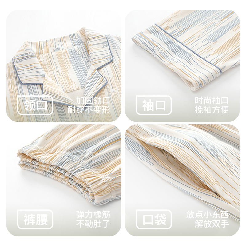 七色纺睡衣秋冬款女纯棉全棉家居服翻领开衫卡通长袖裤可外穿套装