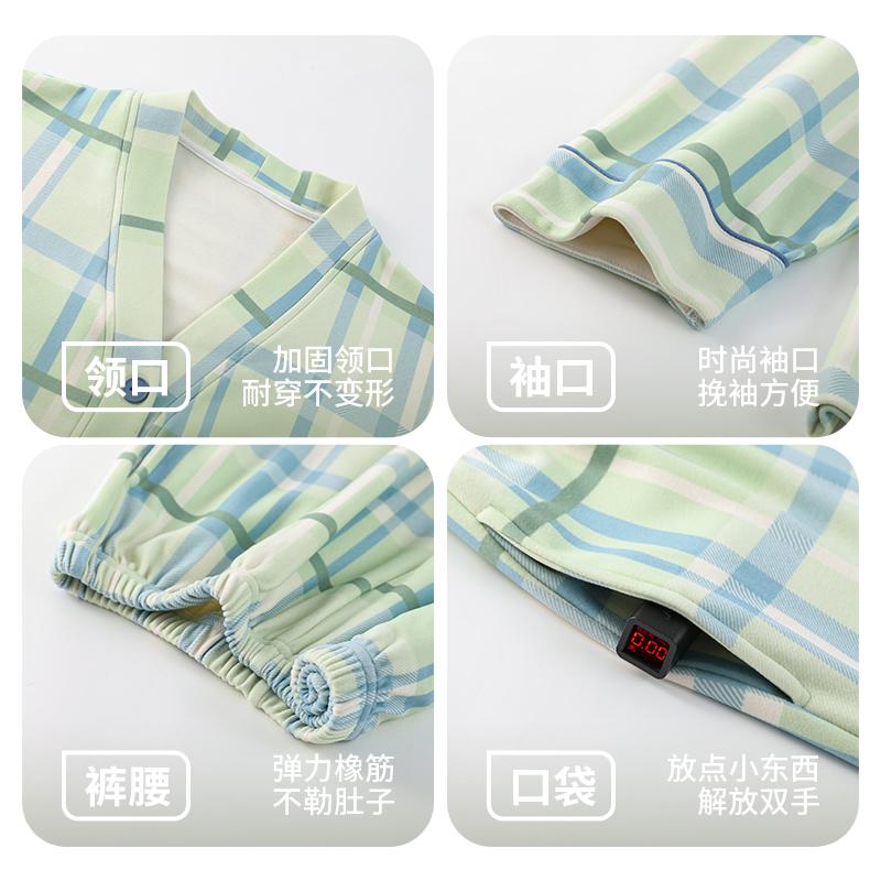 七色纺睡衣秋冬款女士德绒加厚保暖和服开衫长袖高级感家居服套装