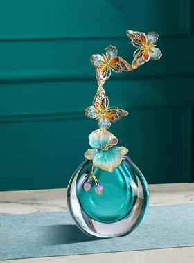 蝶舞珐琅彩琉璃艺术品花瓶摆件